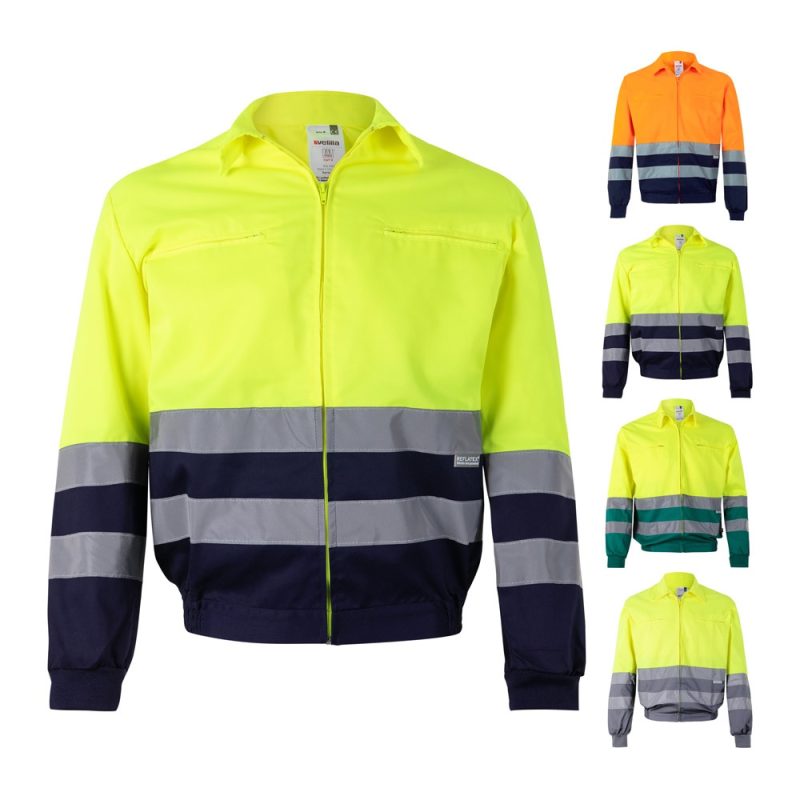 High-visibility work jackets in various designs and colours.