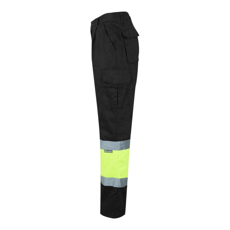Black work trousers with reflective bands