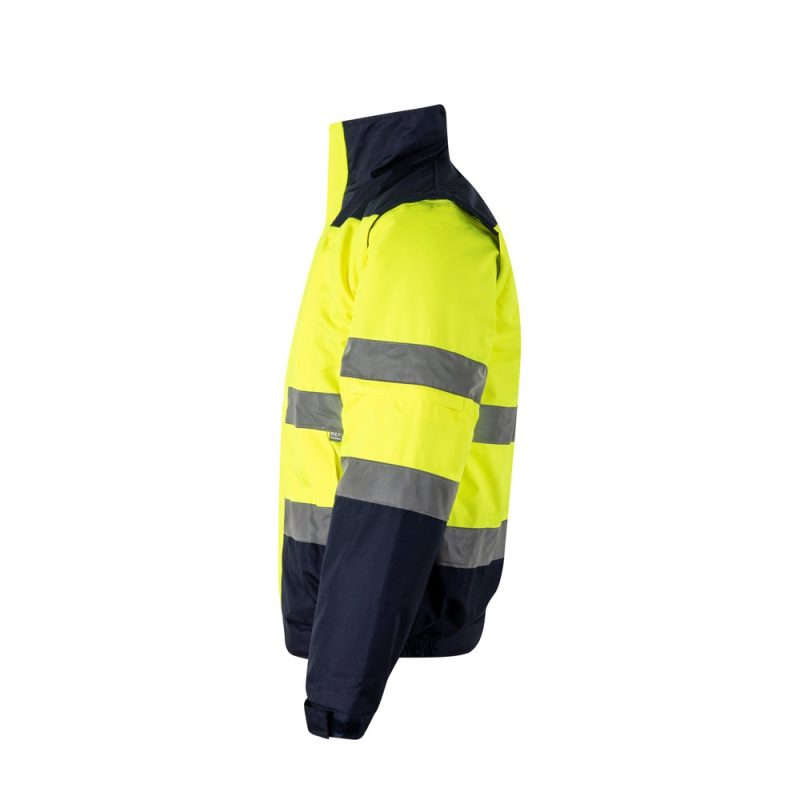 Hi-vis yellow safety jacket side view
