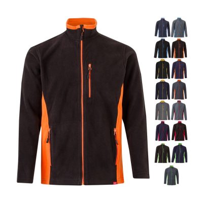 Black and orange fleece jacket with variations.