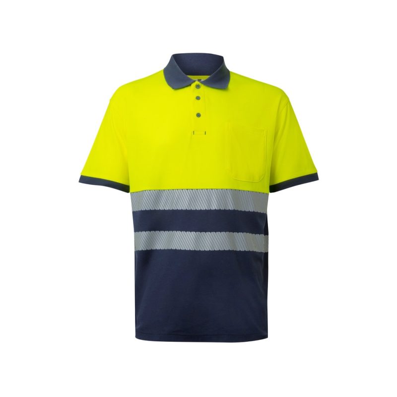 High visibility yellow and navy work shirt