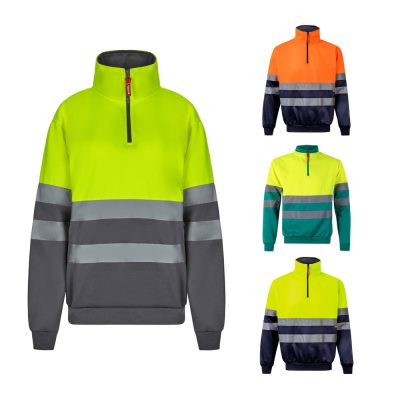 High-visibility safety workwear in various colours.