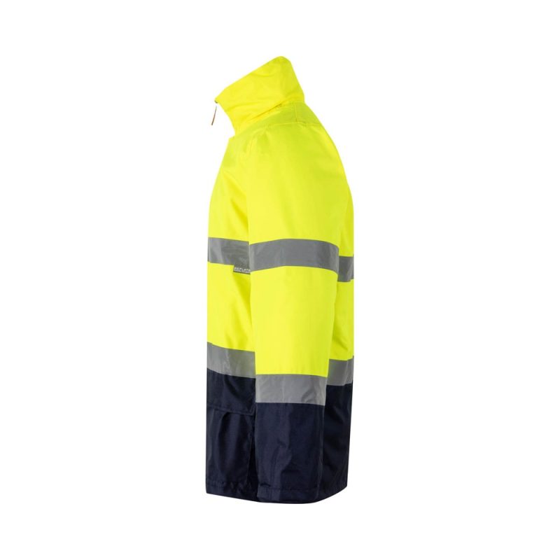 High visibility yellow and navy work jacket