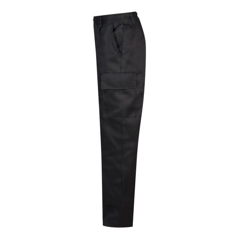 Black work trousers with cargo pocket.