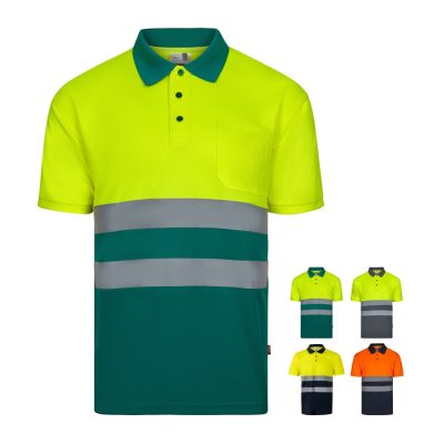 High visibility workwear polo shirts in assorted colours.