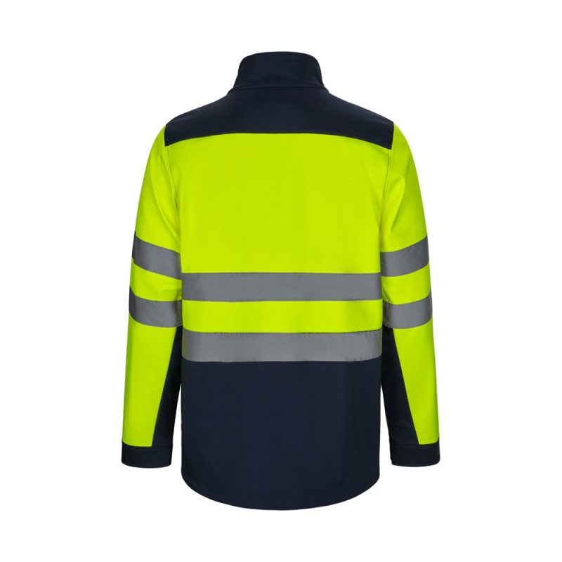 High visibility jacket with reflective stripes