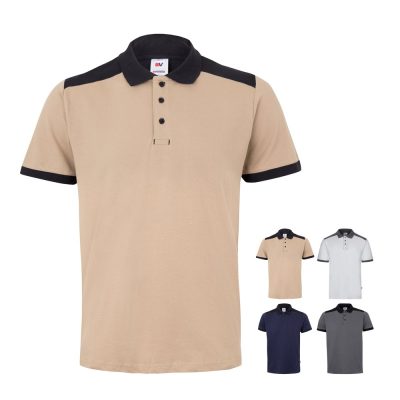 Men's polo shirts in various colours.
