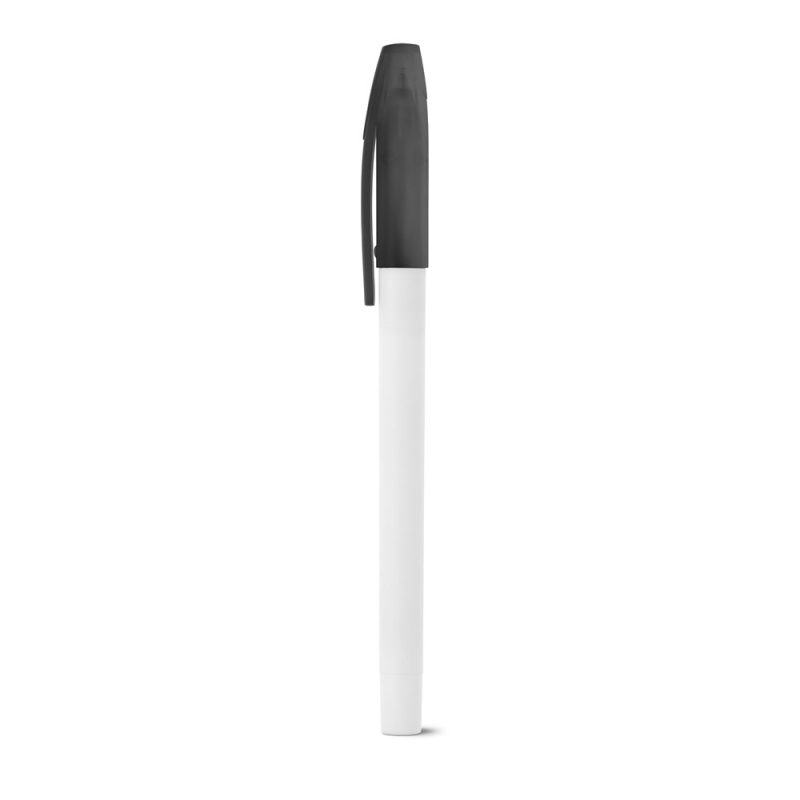 Black and white ballpoint pen, isolated background.