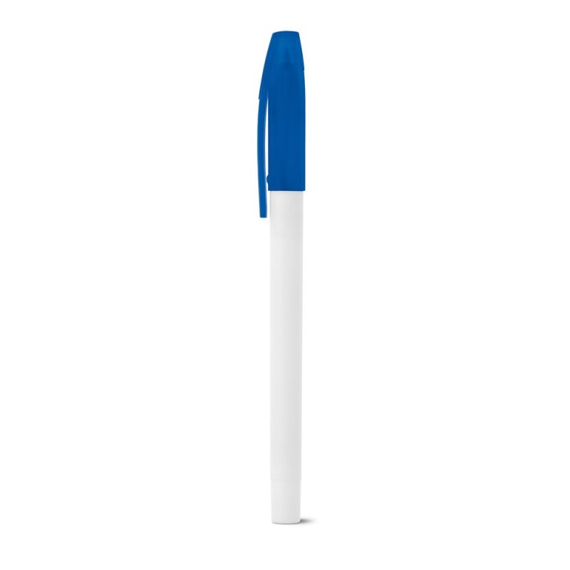 Blue and white ballpoint pen
