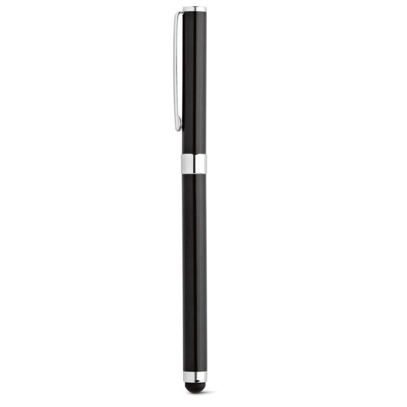 Elegant black pen with silver accents