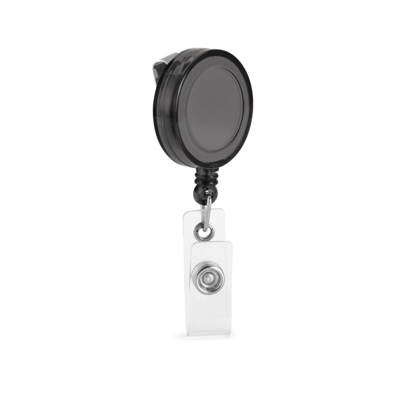 Black retractable badge holder with clip