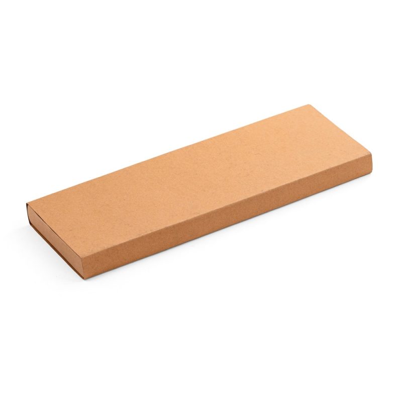 Flat brown cardboard box on white background.