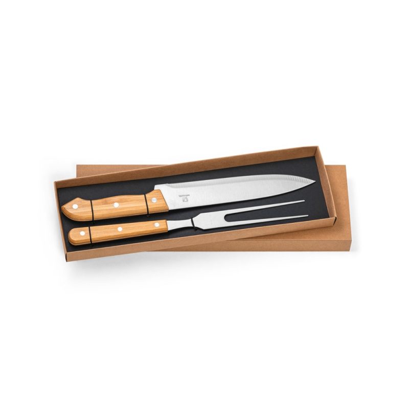 Carving knife and fork set in gift box.