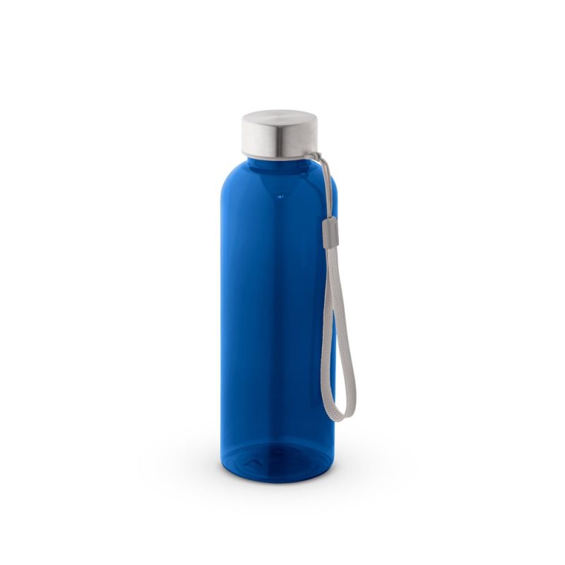 Blue reusable water bottle with strap