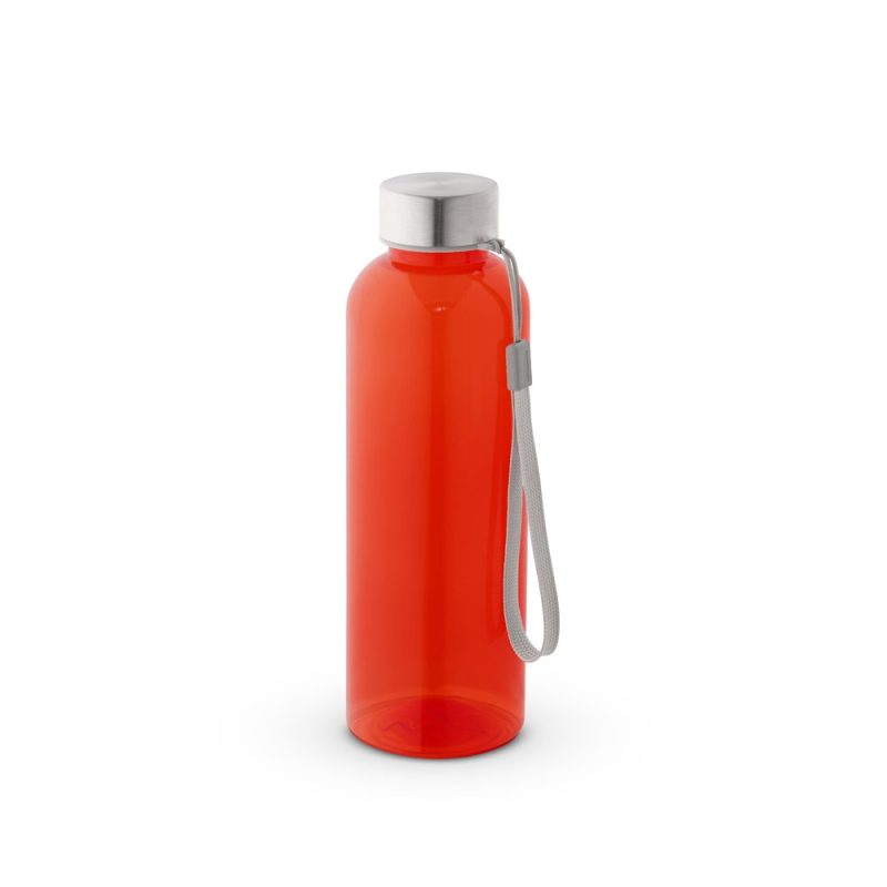 Red reusable water bottle with silver lid