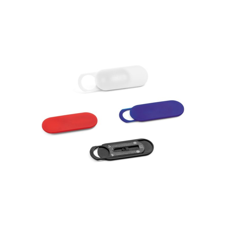 Colourful oval webcam covers on white background.