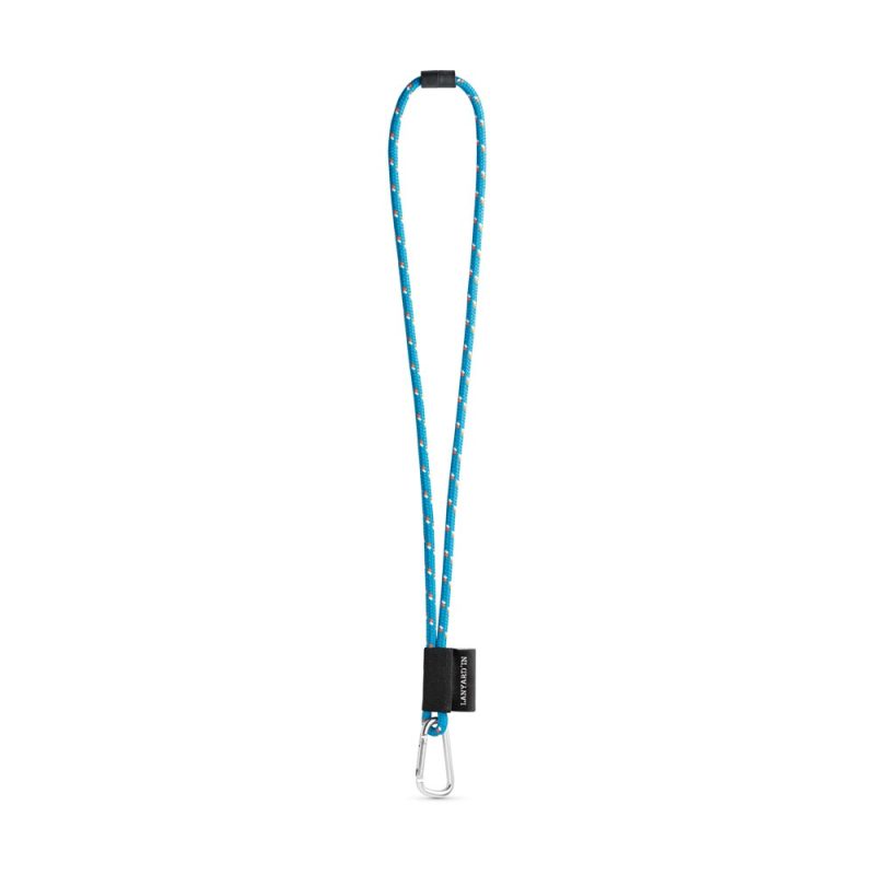 Blue rope lanyard with silver carabiner clip