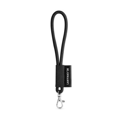 Black lanyard strap with metal clip