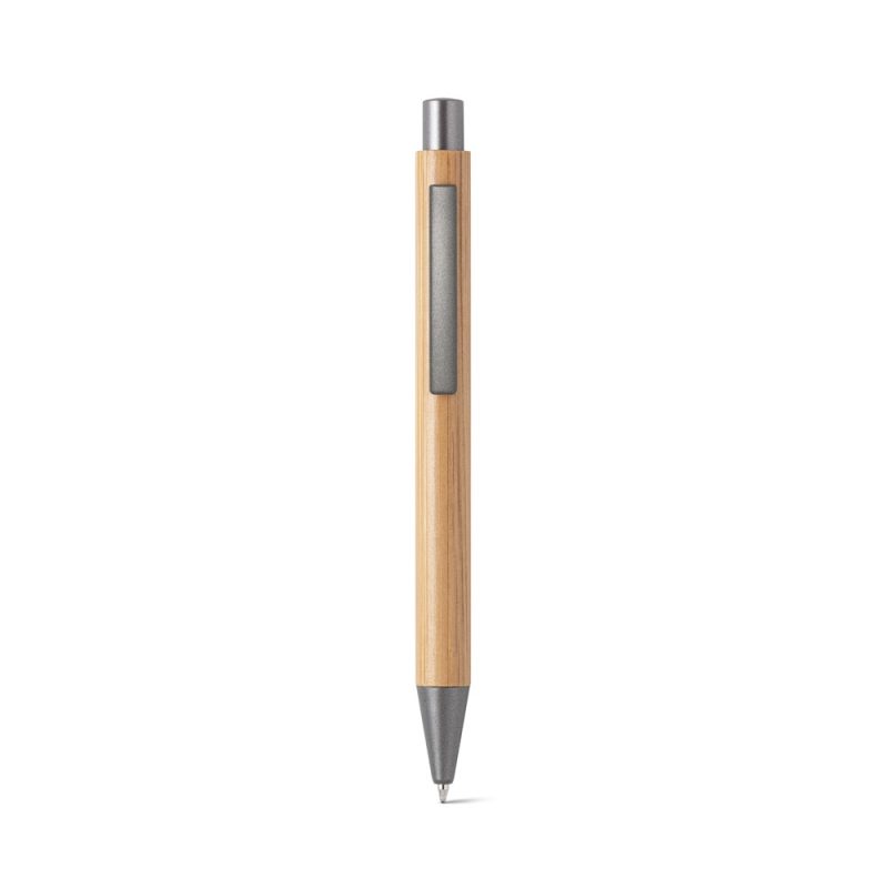 Eco-friendly wooden ballpoint pen with silver accents