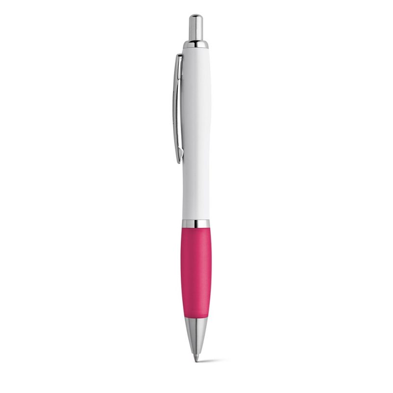 White and pink retractable ballpoint pen