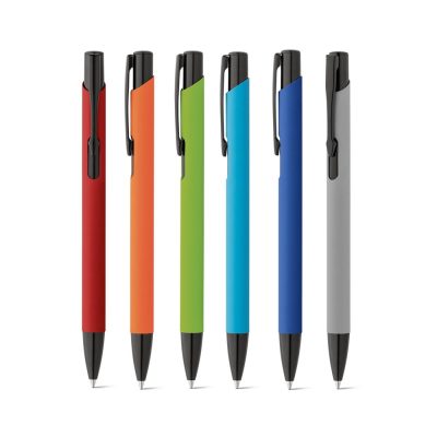 Six colourful pens in a row