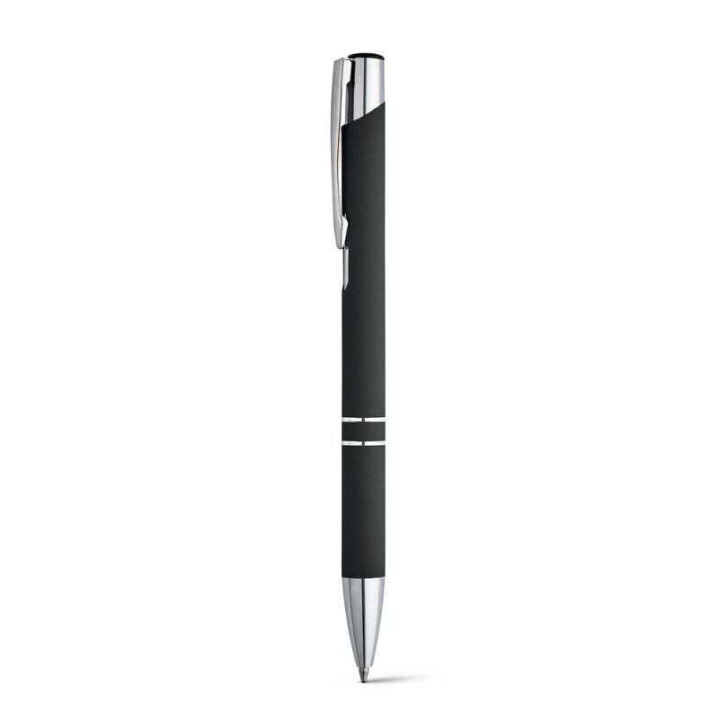 Black ballpoint pen with silver accents