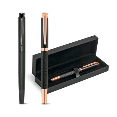Elegant black and rose gold pen set