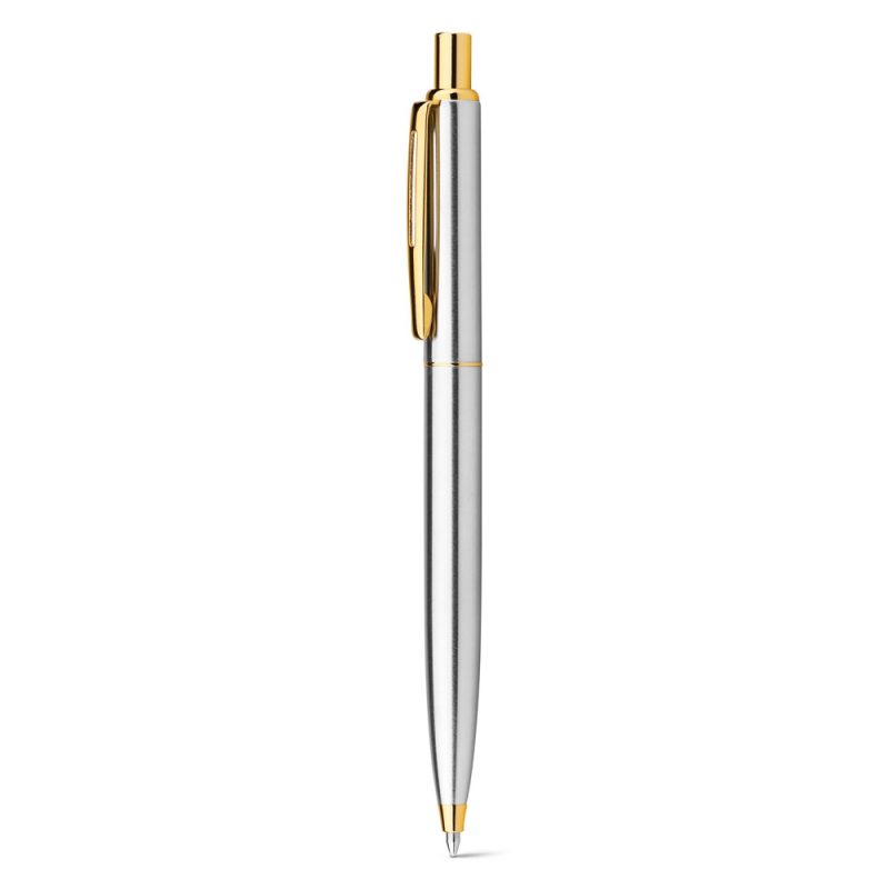 Silver and gold retractable ballpoint pen