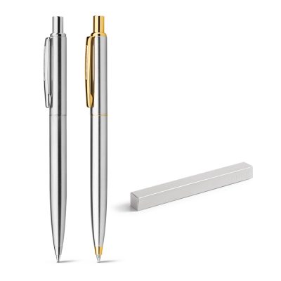 Two elegant metal pens with gift box.