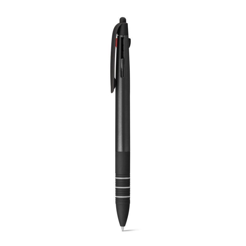 Black retractable ballpoint pen with clip