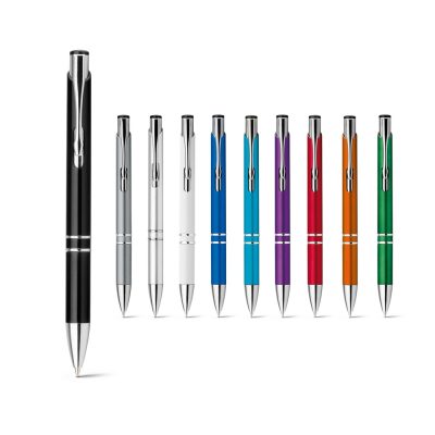 Colourful ballpoint pens in various colours