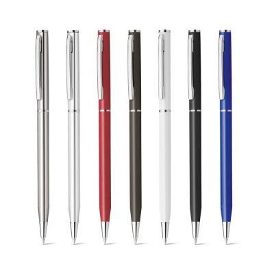 Set of six colourful ballpoint pens.