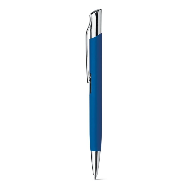 Blue and silver ballpoint pen