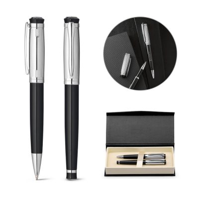 Luxury pen set with case and notebook.