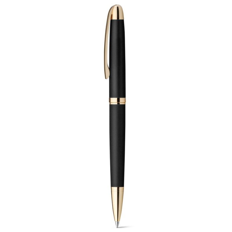 Elegant black pen with gold accents