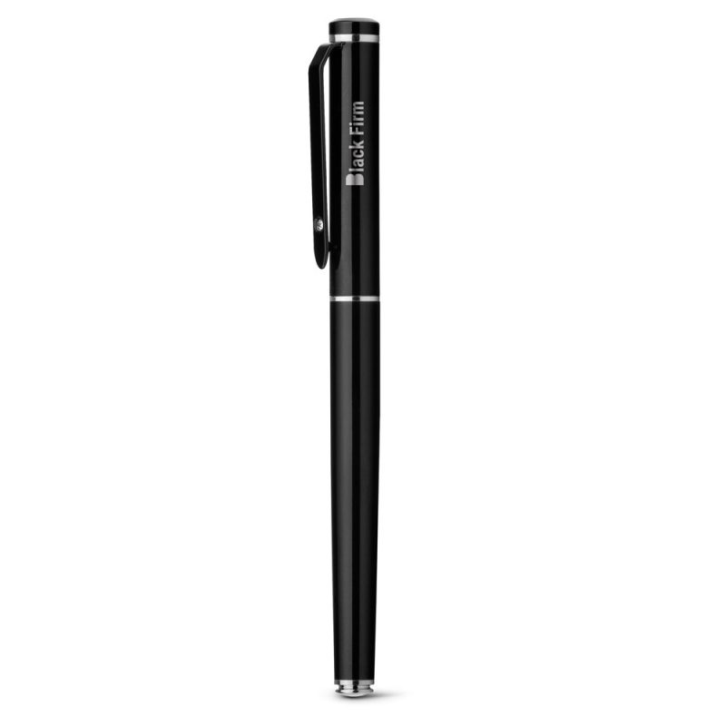 Elegant black pen with clip.