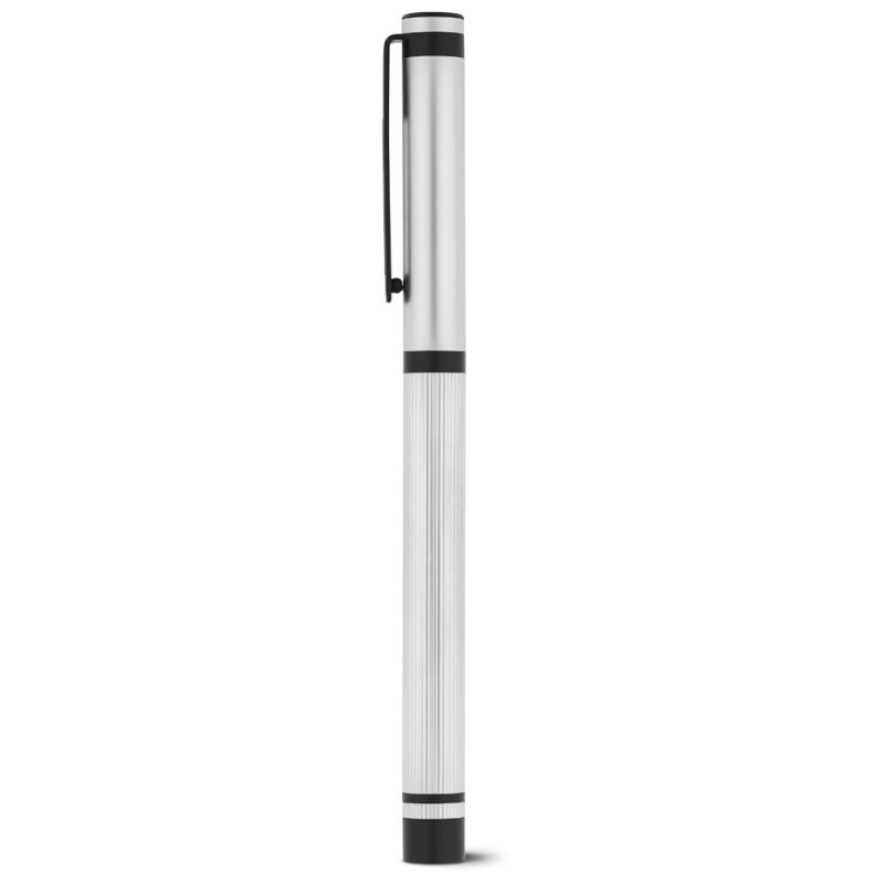 Silver pen with black clip
