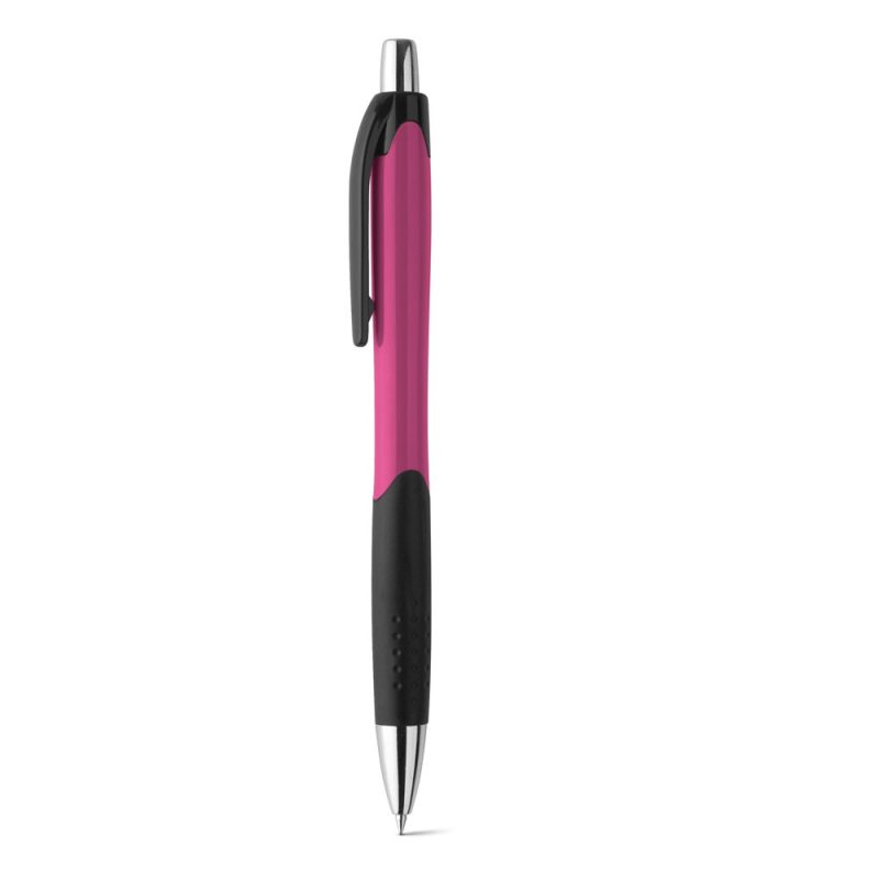 Pink and black retractable ballpoint pen
