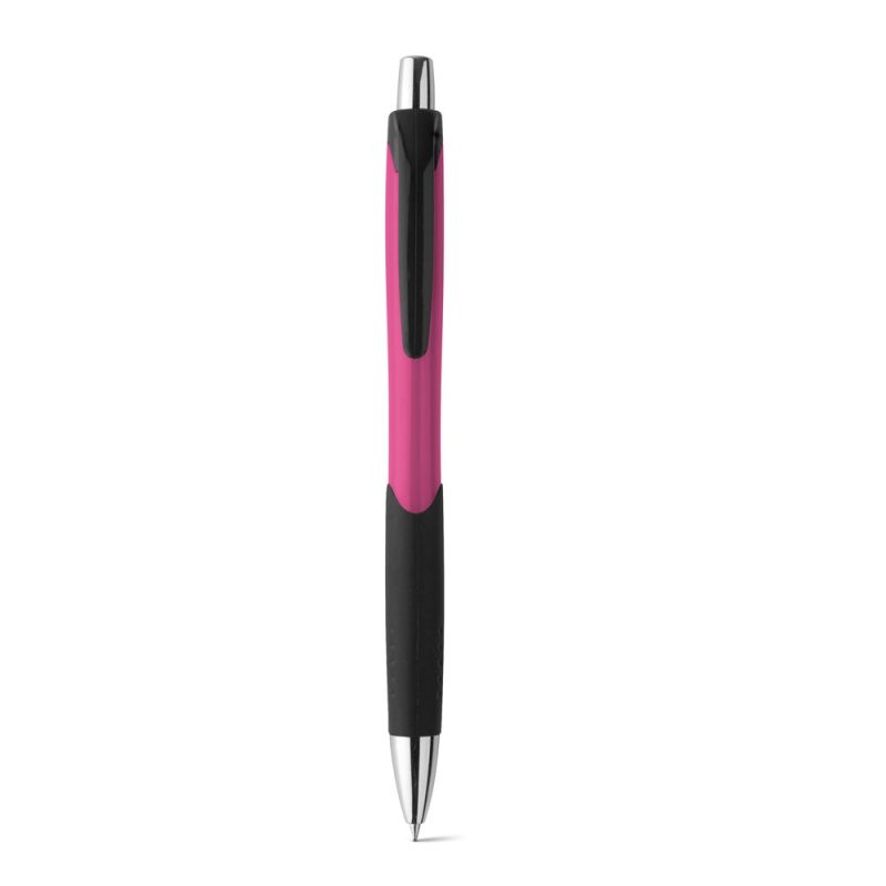 Pink and black retractable ballpoint pen