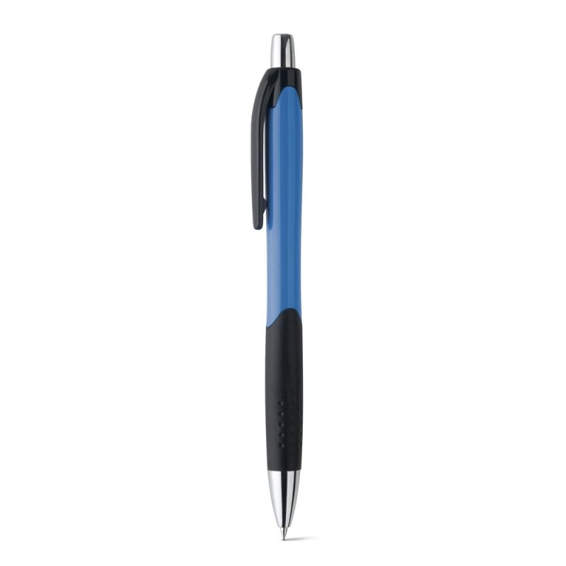 Blue and black retractable ballpoint pen