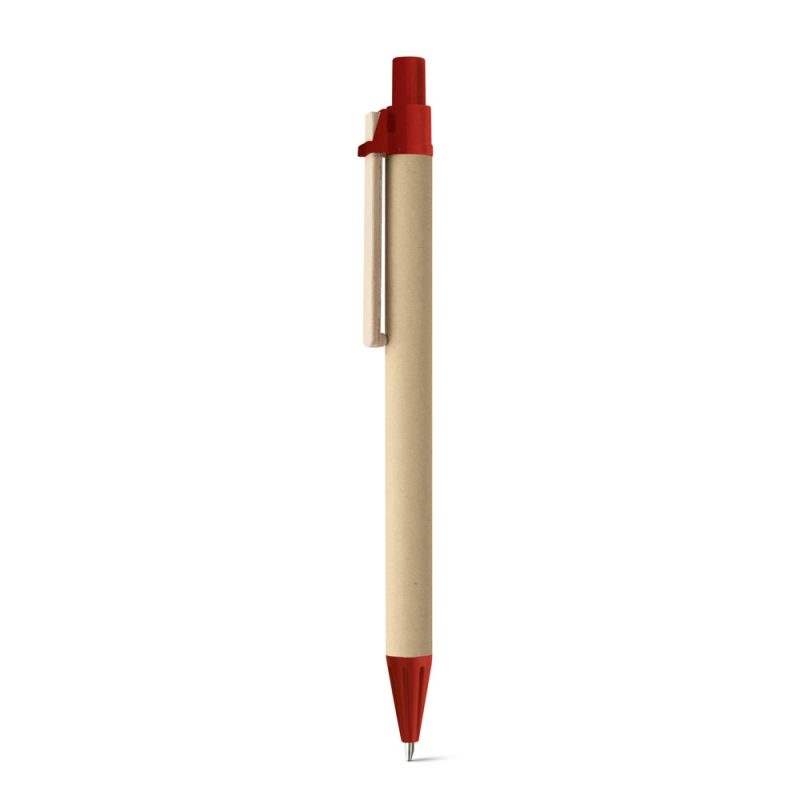 Eco-friendly pen with red and beige design