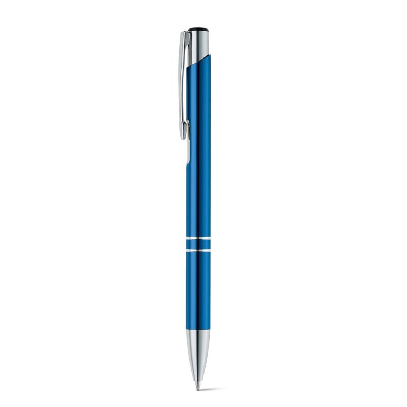 Blue ballpoint pen with silver details