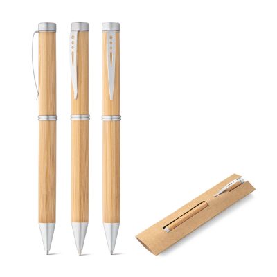 Three bamboo pens with silver accents
