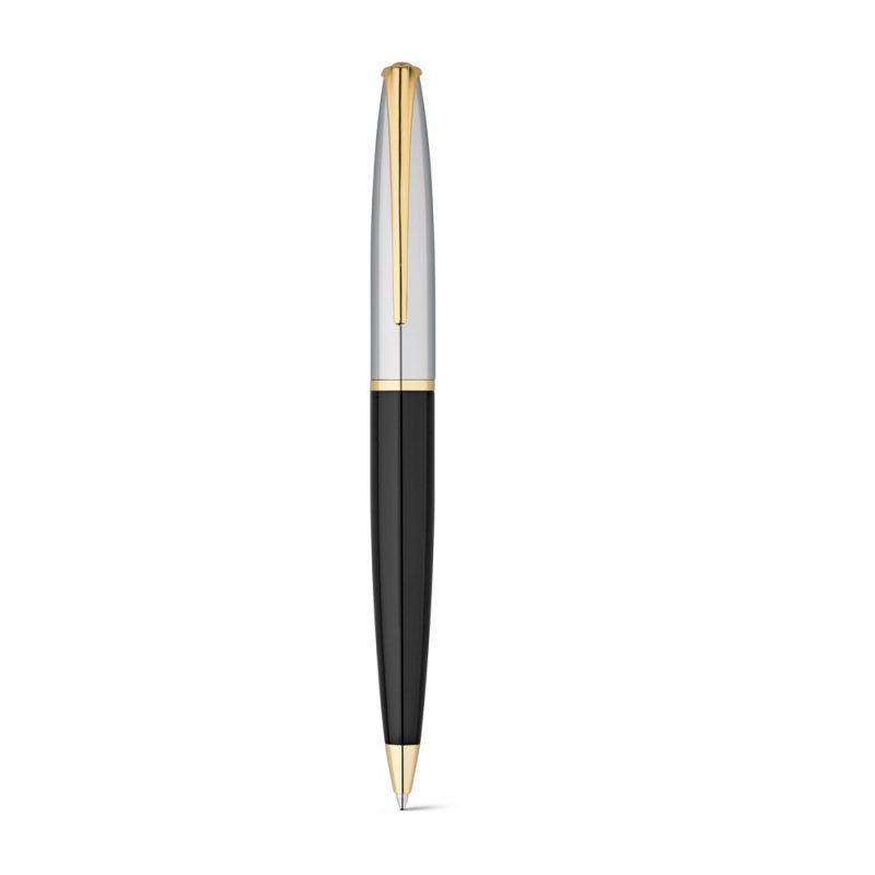 Elegant black and gold pen for writing.
