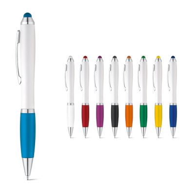 Assorted colour ballpoint pens with stylus tips