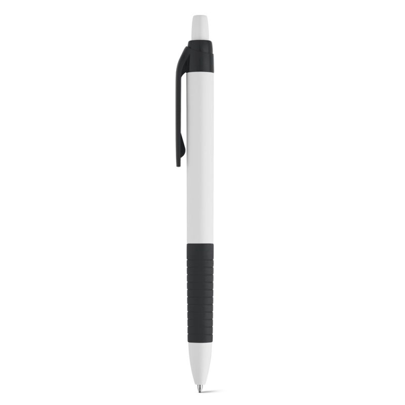 White and black retractable ballpoint pen