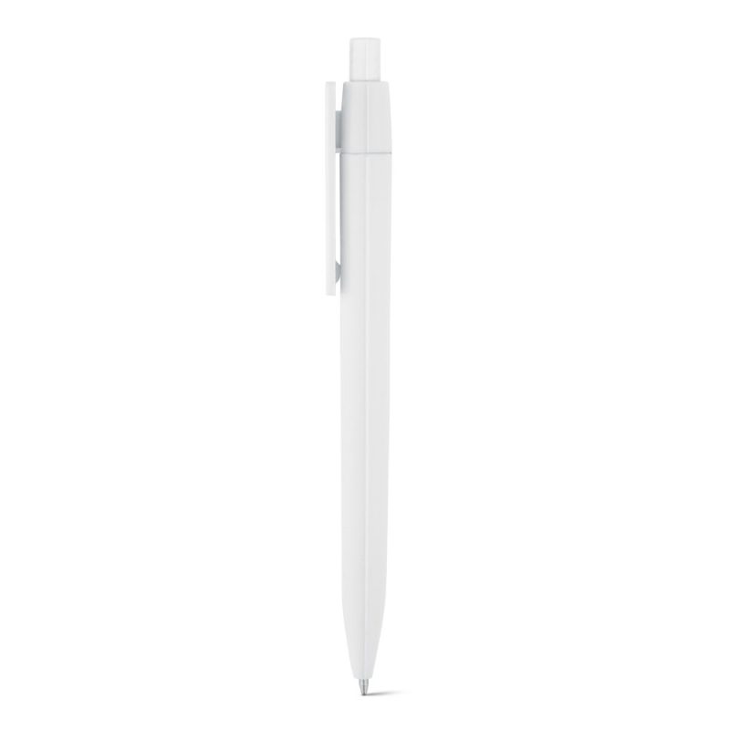 White retractable ballpoint pen with clip