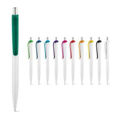 Assorted colourful pens in a row