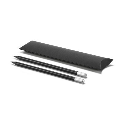 Two black pencils with a black box