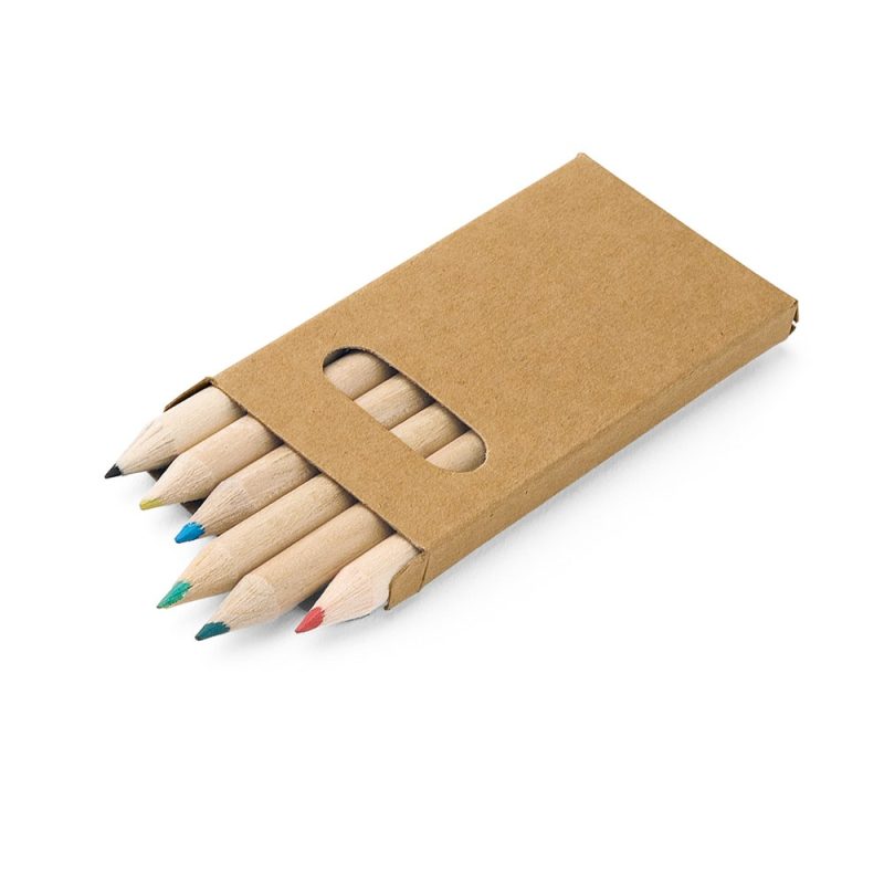 Eco-friendly coloured pencils in cardboard box